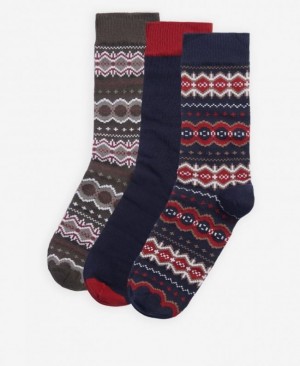 Calcetines Barbour Fairisle Gift Box Hombre Rojos Mexico | A6K89694