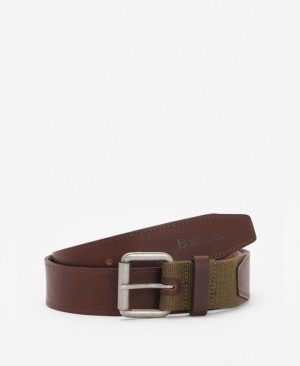 Cinturones Barbour Webbing/Cuero Hombre Verde Oliva Mexico | J8Z58854