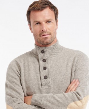 Suéteres Barbour Patch Half Zip Hombre Beige Mexico | Y5E79031